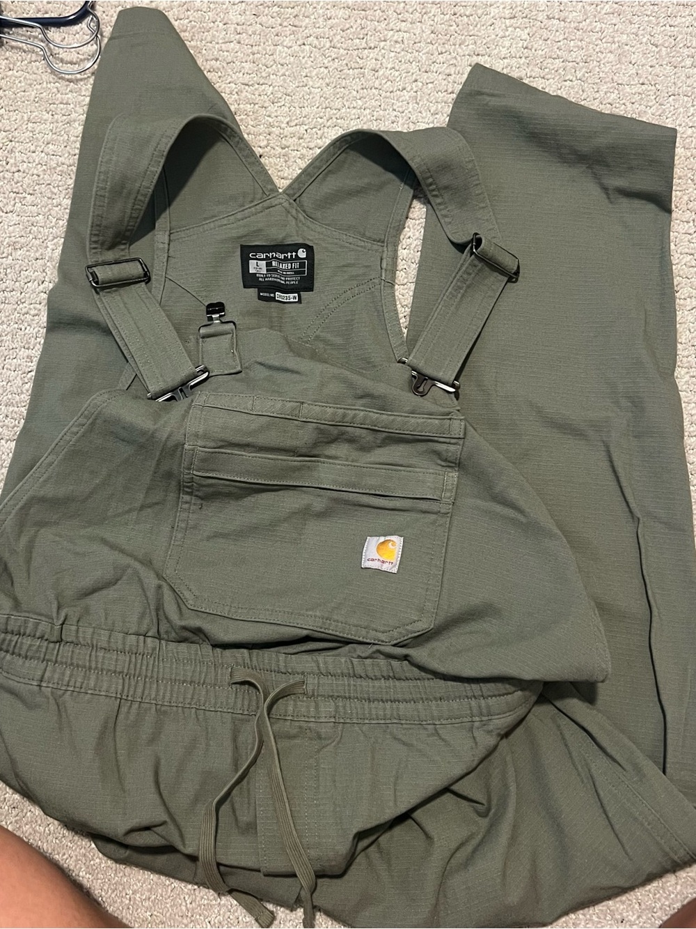 Carhartt Women's Olive Green Utility Overalls Jumpsuit